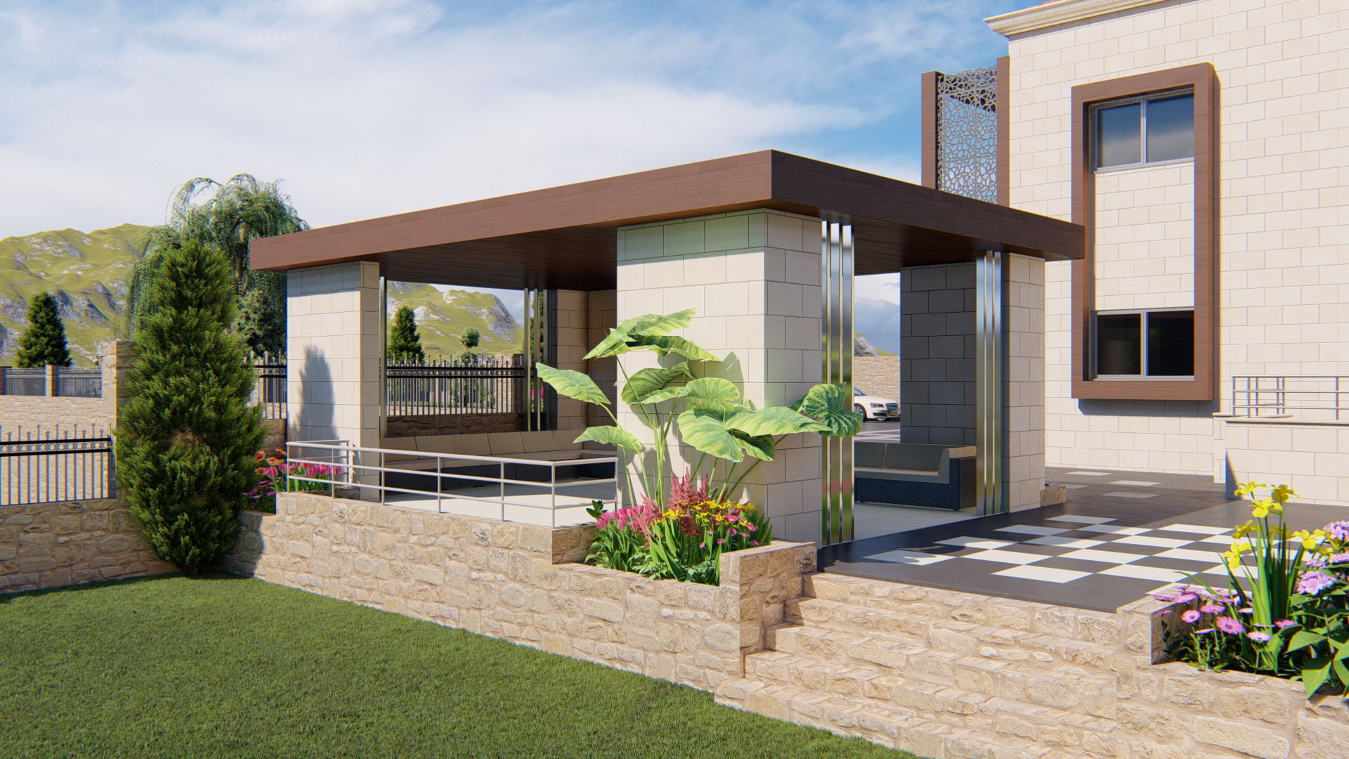 Touairi 78 projects Located in Touairi Village, South Lebanon, is a pool & garden design project with all related mechanical, electrical, structural and architectural tasks.